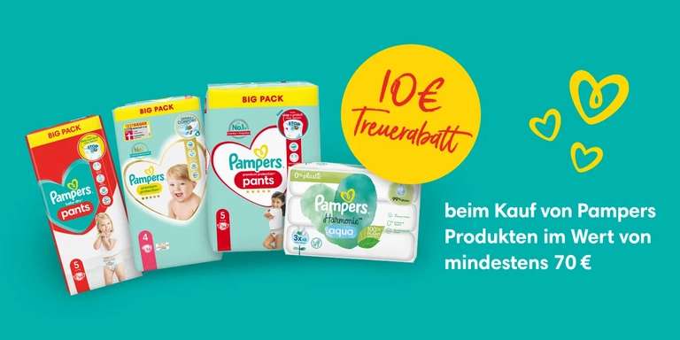 [Rossmann App] Für 70 € Pampers Produkte kaufen und 10 € Rabatt-Coupon sichern