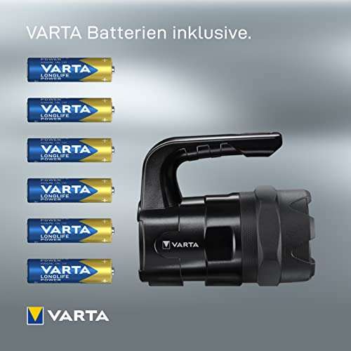 VARTA Taschenlampe LED Laterne inkl. 6x AA Batterien, Indestructible BL20 Pro Arbeitsleuchte, zwei Leuchtmodi uvm