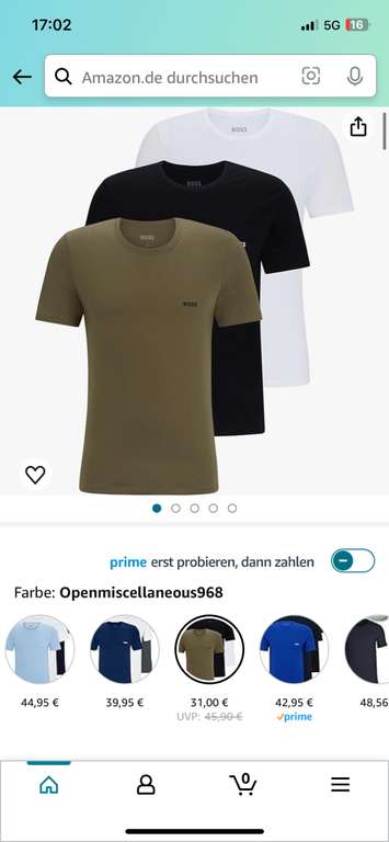 BOSS Herren R-Neck T-Shirt, 3er Pack [Amazon]