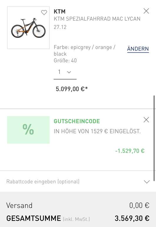 BIKE SALE / 30% bei INTERSPORT.de