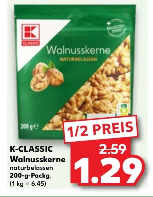 [OFFLINE Kaufland] Walnüsse / Walnusskerne 200g (6,45€/kg)