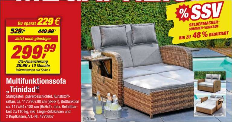 Multifunktions-Sofa 'Trinidad' braun/grau 117 x 90 x 90 cm für 299,99 Euro [Toom Filialpreis]