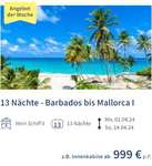 MeinSchiff Angebote der Woche 13 Nächte Barbados - Mallorca 999€ p.P. - 15 Nächte Singapur - Dubai 1099€ p.P. / 2er Belegung All Inclusive
