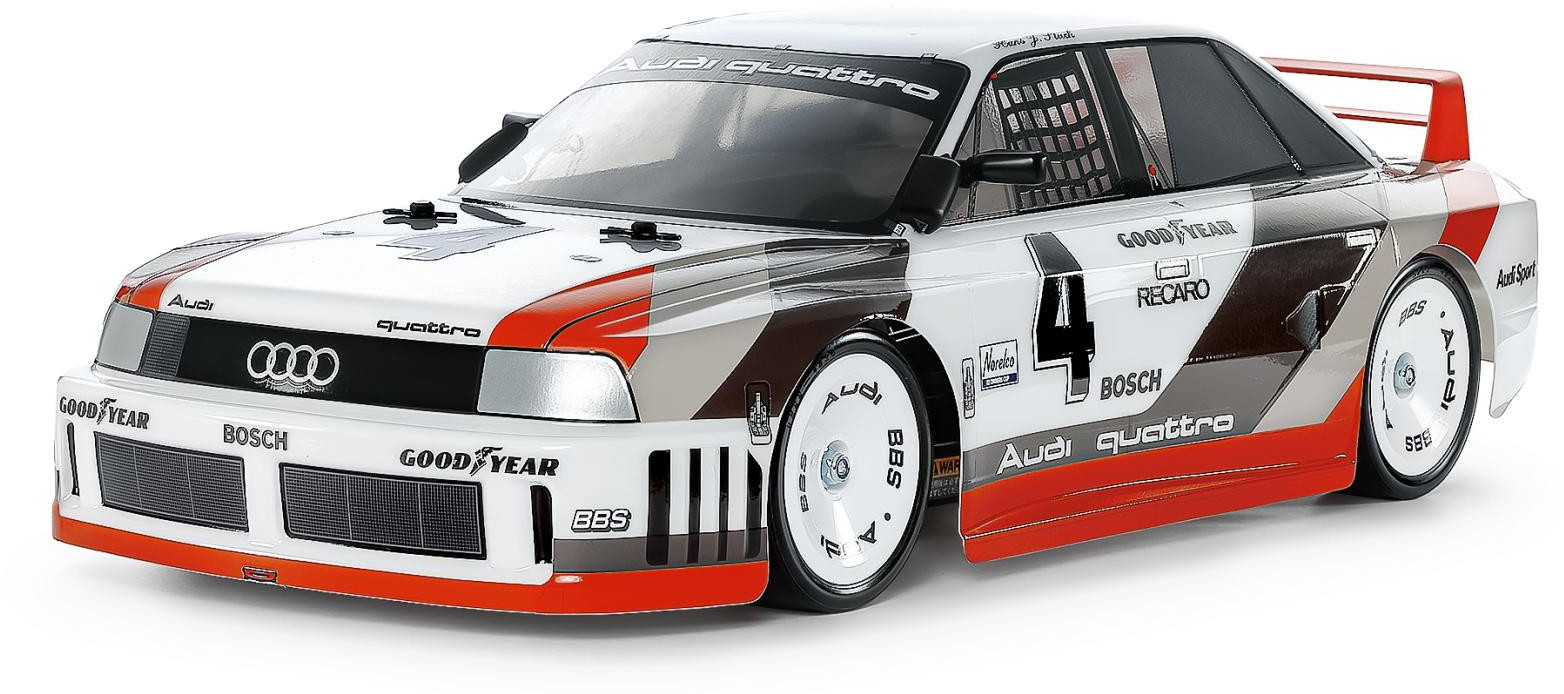 Tamiya RC Audi 90 Quattro Racing - Bausatz für ferngesteuertes Auto in 1:10, TT-02 4WD vorlackiert