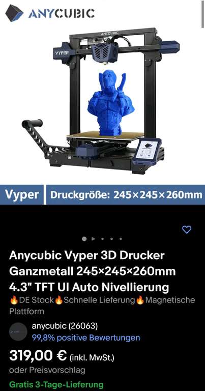 Anycubic Vyper mit Auto Bed Leveling