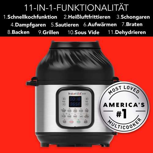 Instant Pot Duo Crisp Elektro-Multikocher 5,7 L (Heißluftfritteuse, Schnellkochtopf, etc. all-in-one)