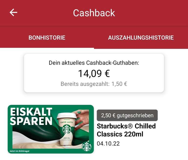 [MARKTKAUF Nordbayern] 220 ml Becher Starbucks Kaffee 1,29€ (5x für 0,79€ mit Scondoo)