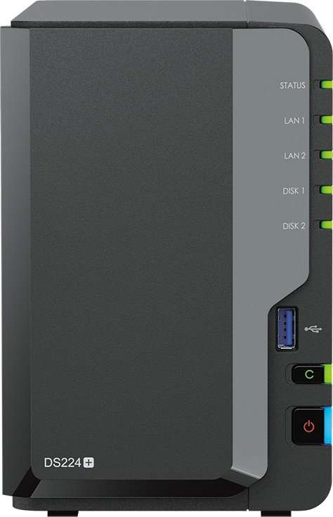 Synology DiskStation DS224+ 2-Bay NAS-System Leergehäuse | 2x 2.5"/3.5" (Hot-Swap) | Celeron J4125 | 2GB DDR4 | 2x Gbit LAN | 2x USB-A 3.0