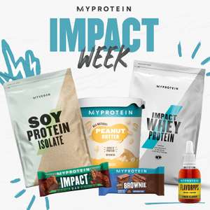 Myprotein Impact Week mit wechselnden Tagesangeboten (16. - 55% auf Vegane Produkte | 19. - 54% auf alles | 23. - 53% auf alles + 25€ MBW)