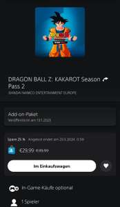 PSN Dragon Ball Z Kakarot Season Pass 2 PS4 & PS5 Sale