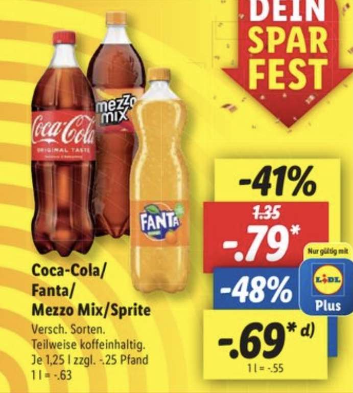 [Lidl-Plus] Coca-Cola, Fanta, Mezzo-Mix, Sprite