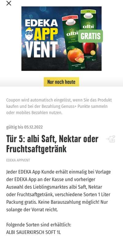 Edeka App Nordbayern Gratis Albi Saft ohne MEW