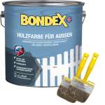 7,5 l BONDEX Holzfarbe für Außen (Weiß, Anthrazit oder Schwedenrot) Aktionsgebinde + 2 EXTRA Pinsel, Wetterschutz