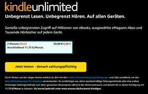 Kindle Unlimited 2 Monate kostenlos (danach mtl. 11,75€, personalisiert)