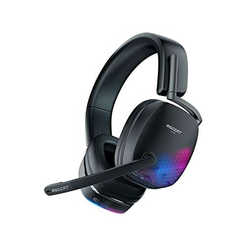 Roccat Syn Max Air - Kabelloses RGB OverEar Gaming Headset mit 3D Audio und Docking-Station, Adjustable