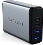 Satechi 75W Dual Type-C PD Travel Charger Space Grey, 2x USB-C (max. 60W/18W), 2x USB-A (max. 12W)