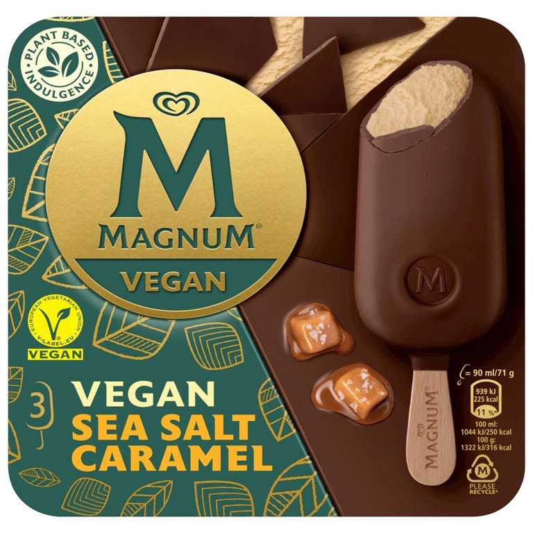 Magnum Eis Vegan Mandel oder Sea Salt Caramel 270ml, 3-Stück-Packung