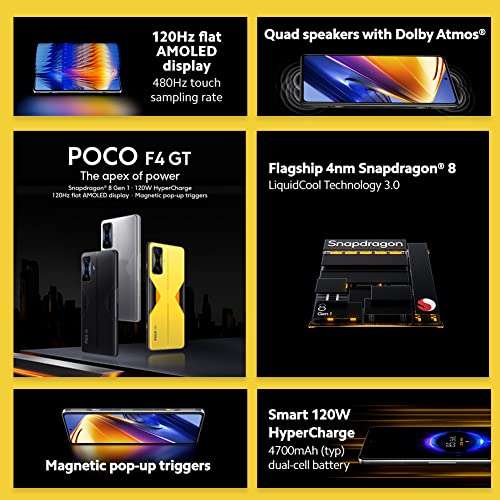 Poco F4 GT, 8GB + 128 GB, Snapdragon 8 Gen 1, 960K AntutuV9, Amoled, 120 Hz, 2 Jahre Garantie