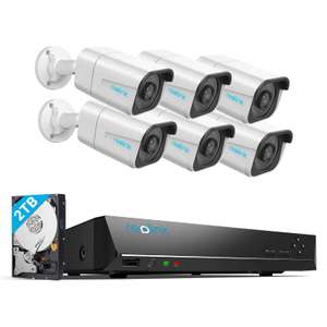 Reolink 4K Überwachungskamera Set RLK8-800B6, 6x 8MP PoE IP Kamera mit Smarter Erkennung + 8CH 2TB HDD NVR für 24/7 Überwachung.