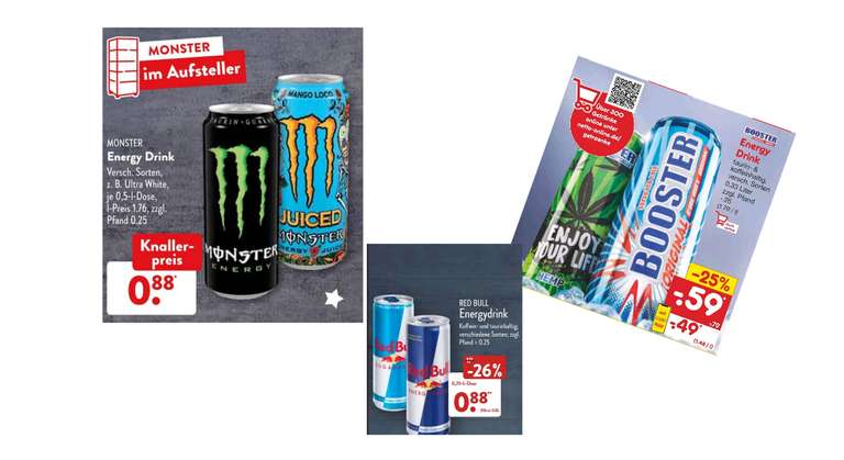 Energy Drink Angebote vom 31.01 - 5.02 z.B. Rockstar Energy 250ml Gratis + 0.25€ Pfand mit Coupon oder Monster für 0.88€