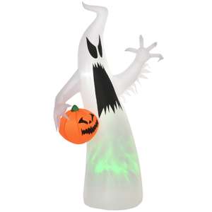 Homcom Selbst aufblasendes Spuk Gespenst bei Aosom für 34,86€ inkl. Versand | LED beleuchtet | Halloween Dekoration | Weiß| 95 x 45 x 180 cm