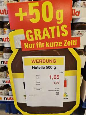 [KÖLN] Selgros Nutella 450+50g für 1,77 Euro (3,54Eur/kg)