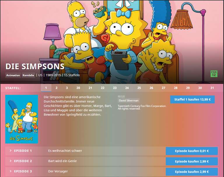 Maxdome - Simpsons - Staffel 1 - Episode 01 - für 0,01€