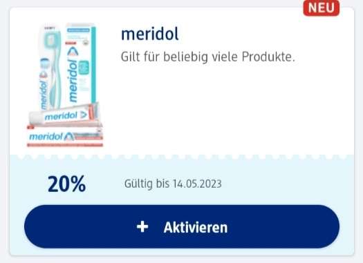 [DM App] 20% auf Meridol Zahnpflege Produkte (Zahnpasta Mundspülung Zahnbürsten) - Online und Offline einzulösen