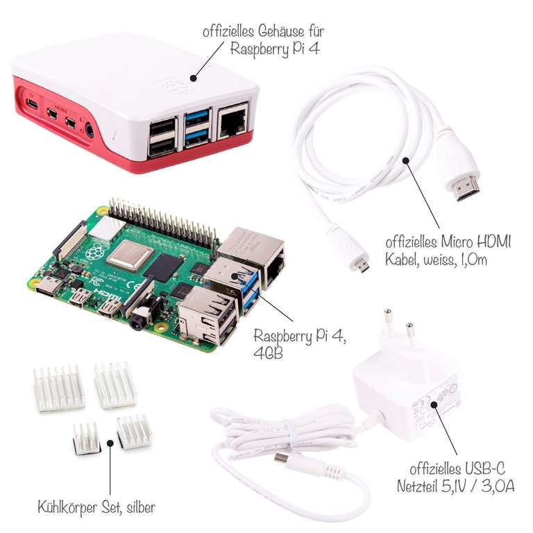Diverse Raspberry Pi 4 Model B Kits (4GB/8GB) bei BerryBase
