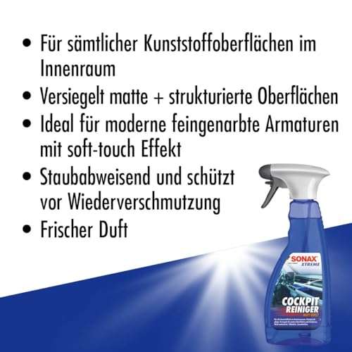 SONAX XTREME CockpitReiniger (500 ml) Reinigung und Pflege für alle Kunststoffoberflächen im Autoinnenraum (prime)