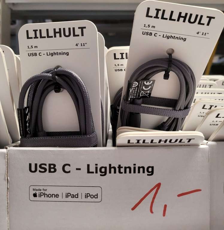 [Lokal, Ikea Kiel] USB-C auf Lightning Ladekabel 1,5m für 1€