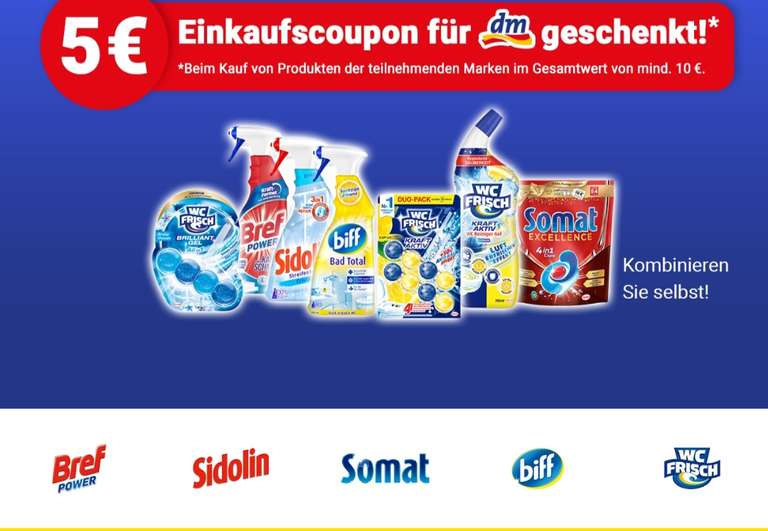 5€ dm Gutschein geschenkt beim Kauf von Henkel Produkten für 10€ 