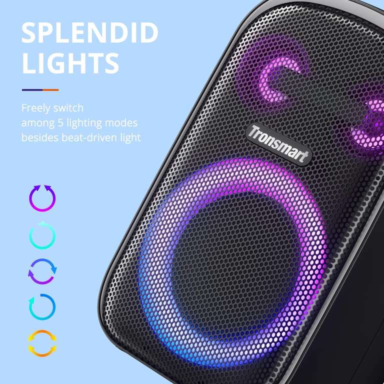 Tronsmart Halo 110 Party-Lautsprecher (60W, Bluetooth 5.3, ~18h Akku, Equalizer, Lichteffekte, Karaoke-Funktion inkl. Mikrofon, IPX6)