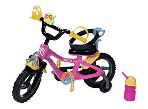 Prime: pinkes Puppen-Fahrrad für Baby Born mit beweglichen Rädern, Gurtsystem, Hupe und Blinklicht