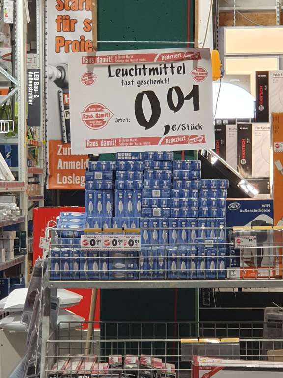 3x E14 LED Leuchtmittel für 0,01€ lokal Hornbach Pforzheim