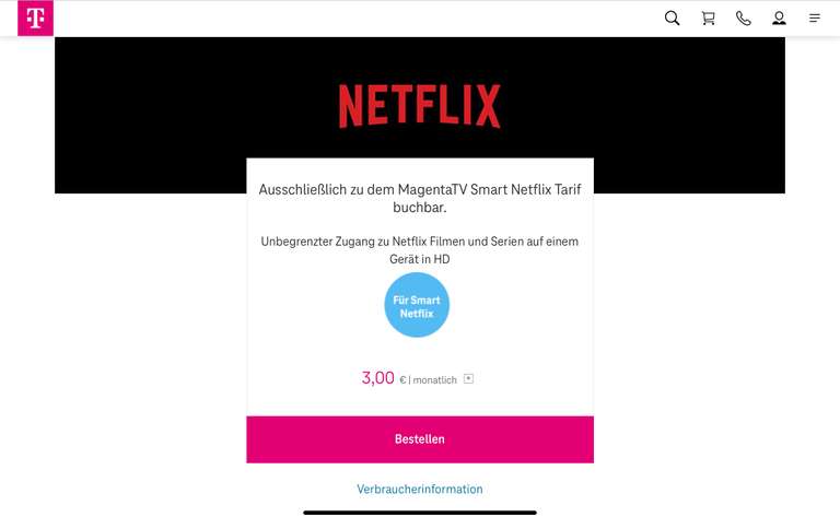 Netflix Basis Upgrade by Telekom 12M Option