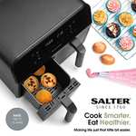 Salter EK4750BLK Dual Air Fryer, Larger Double Drawer Non-Stick Air Fryer Oven, Sync & Match Function, 7.4L, Digital Display, 2400W