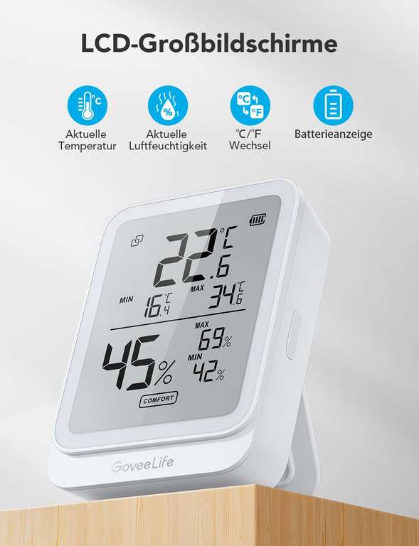 [Amazon Prime] GoveeLife (ex. Govee?) Digitales Thermometer Hygrometer Innen Bluetooth H5104
