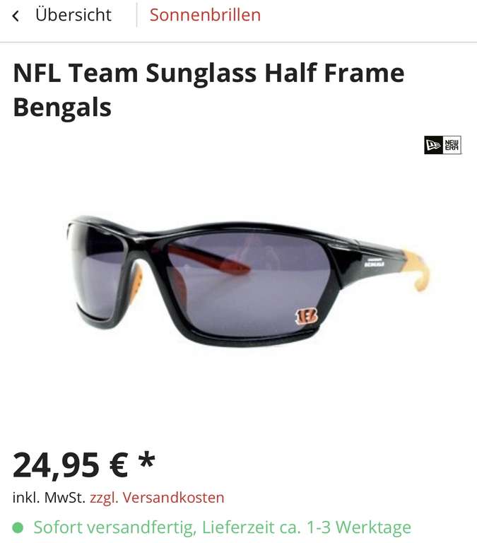 [ONLINE] 30% auf NFL Team Sonnenbrillen