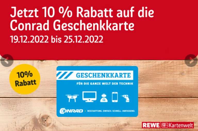 REWE Kartenwelt: CONRAD Gutscheine 10% Rabatt