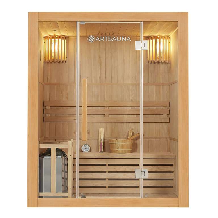 Indoor Sauna Tampere - Finnische Saunakabine 150x110cm 190cm ⚟ Harvia Saunaofen 유 2 Personen