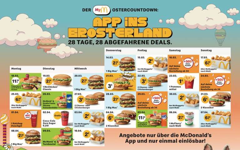 der McDonalds Ostercountdown: App ins Brosterland mit u.a. Big Mac für 2.50€!