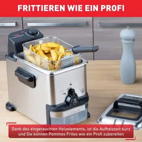 Tefal Fritteuse FR7016 Oleoclean Compact, 1500 W, 2 L, Deckel mit Permanentfilter, Sichtfenster, Temperaturkontrolle (OttoUP)