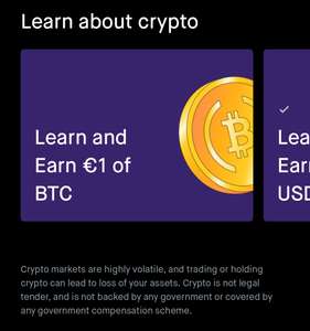 Robinhood Crypto: 1€ in Bitcoin via Learn & Earn-Quiz