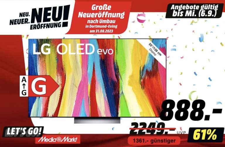 Lokal Media Markt Dortmund-Eving: LG OLED 55C24LA für 888€ / PS5 Disc + 2 Controller für 488€