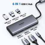 Ugreen 15852 USB-C-Hub (2x HDMI bis 4K60 per DP 1.4, 85W Power Delivery, 3x USB-A 3.0 5Gbit/s)