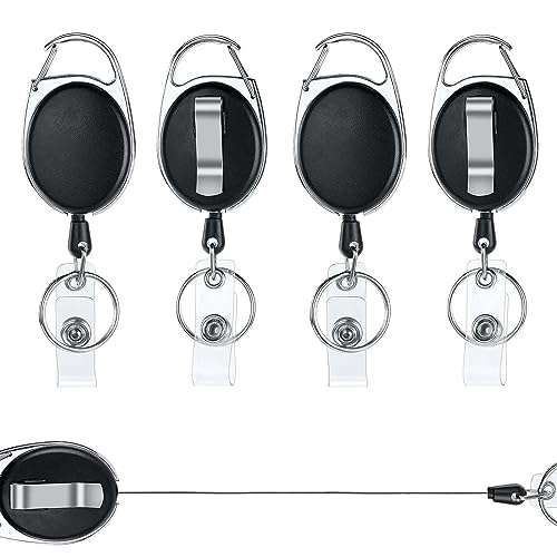 [PRIME] 4 Stück Schlüsselanhänger Ausziehbar, Einziehbarer Ausweishalter Schlüsselrolle, Schlüsselband