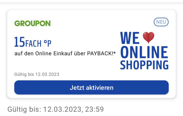 [Payback / Groupon] 15-fach Punkte bei Groupon über Payback = 7,5% Cashback