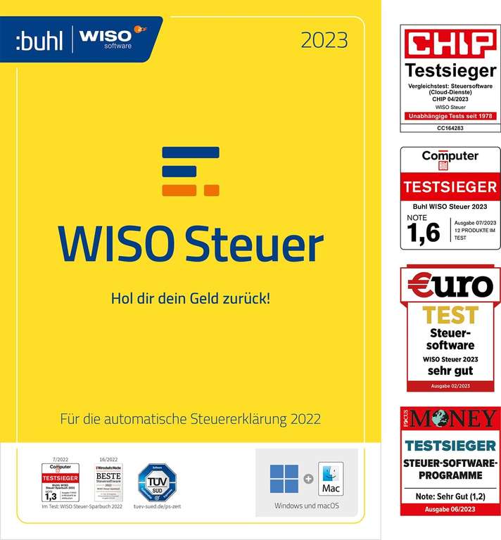 WISO Steuer 2023 (Steuerjahr 2022) Steuer Sparbuch, Mac, Start und Plus, für Browser, Windows, Mac, Smartphones und Tablets