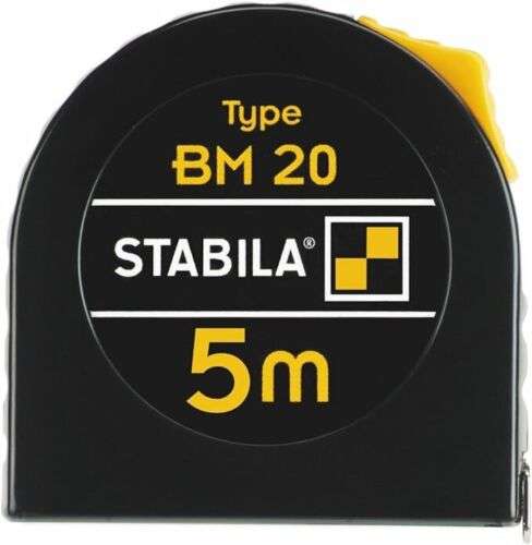 2x STABILA Taschenbandmaß BM20 | 5 Meter | Bruchsichere Kunststoffkapsel | Polyamid-Beschichtung | verschiebbarem Anfangshaken